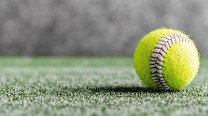 Softball on field, ready for game, blurred background, sports banner
