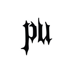 PU monogram logo design letter text name symbol monochrome logotype alphabet character simple logo