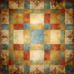 Fototapeta premium Vintage Checkered Tile Floor Pattern