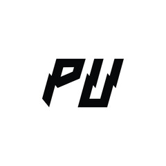 PU monogram logo design letter text name symbol monochrome logotype alphabet character simple logo
