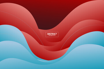 Red and blue geometric business banner design. Creative banner design with wave and line shape as template. Simple design on dark horizontal banner. Vector Eps10