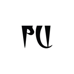 PU monogram logo design letter text name symbol monochrome logotype alphabet character simple logo