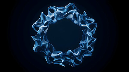Abstract blue circular design element, dark background, 3D rendering, for website design