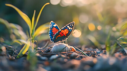 A colorful butterfly emerging from its cocoon on a bright spring morning (1)