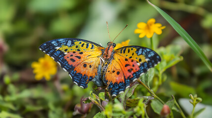 Obraz premium A colorful butterfly emerging from its cocoon on a bright spring morning (3)