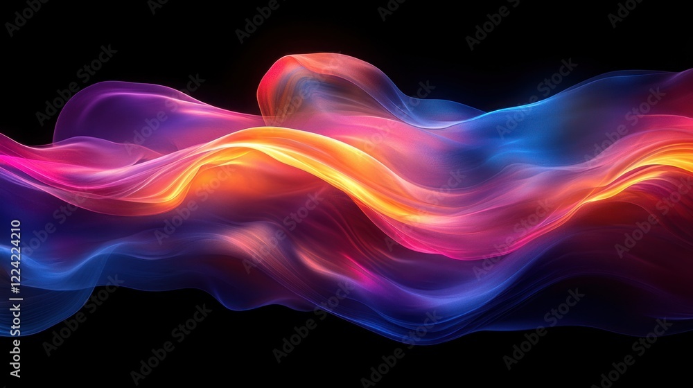 Poster iridescent abstract background design with smooth curves and vibrant colors in minimalist style