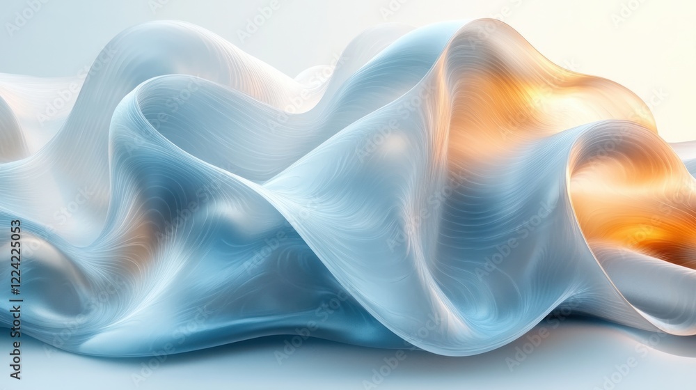 Poster futuristic abstract design elegant flowing shapes minimalist glass 3d render