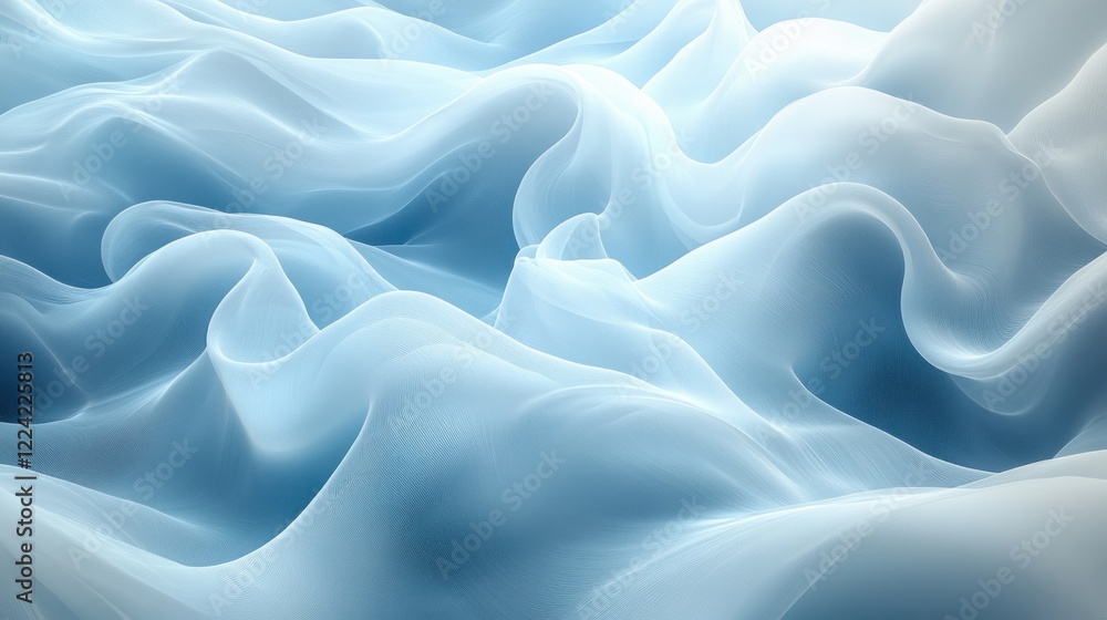 Poster modern abstract design with soft blue and white curves