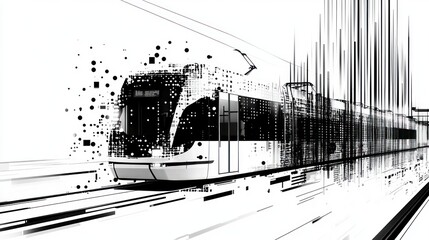 Modern Light Rail Transit System: A Digital Art Representation
