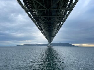 舞子にて下から見た明石海峡大橋
