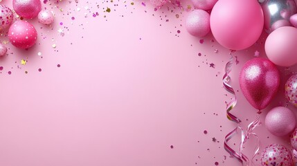 Pink Celebration A Festive Arrangement of Balloons and Confetti