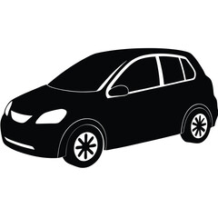 Stylish Hatchback Car Silhouette Vector Design