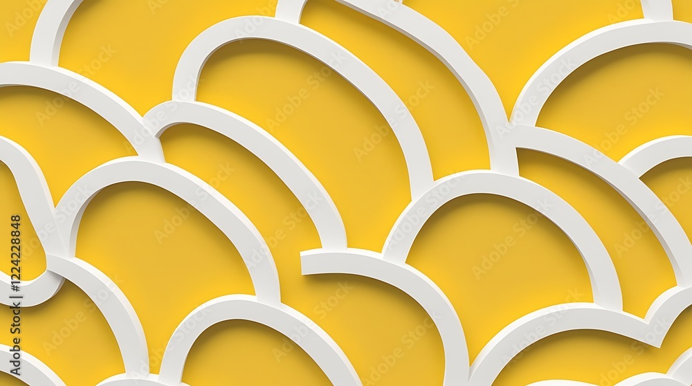 Poster abstract vector style with a complex, interconnected pattern of white, tubular shapes overlaying a v