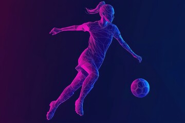 Dynamic Female Soccer Player in Abstract Geometric Style