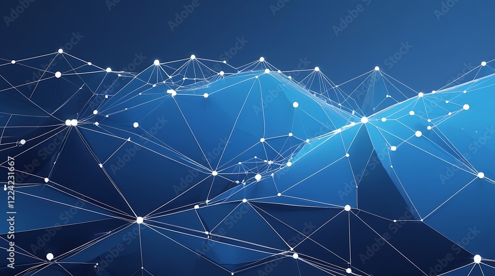 Aufkleber digital illustration featuring an abstract network design consists of a series of interconnected whi