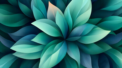 Teal leaves abstract floral background; nature design for website or print