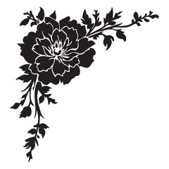 Minimalist Floral Ornament in Black Silhouettes

