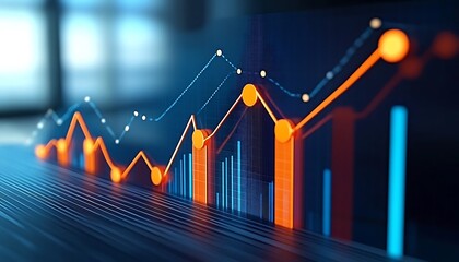 A graph displaying an upward trend, illustrating growth and increasing values over time. Ideal for representing financial progress, business expansion, or positive performance metrics. 3d growth 


