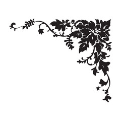 Minimalist Floral Ornament in Black Silhouettes
