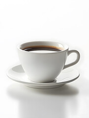 Obraz premium Minimalist White Ceramic Coffee Cup and Saucer on Clean Background : Generative AI