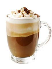 Tall Glass Mug of Delectable Whipped Cream Topped Mocha Coffee : Generative AI