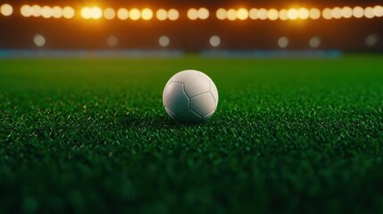 Golf Ball on a Luminous Green Field at Night