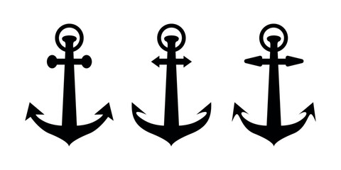 Black sea anchor icon set © MochRibut