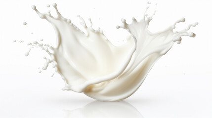 "白い背景に宙に舞うスプラッシュな牛乳のクローズアップ."