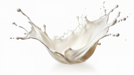 "白い背景に宙に舞うスプラッシュな牛乳のクローズアップ."
