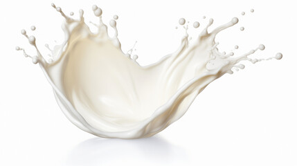 "白い背景に宙に舞うスプラッシュな牛乳のクローズアップ."