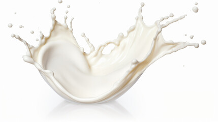 "白い背景に宙に舞うスプラッシュな牛乳のクローズアップ."
