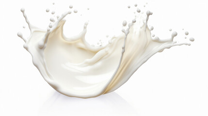 "白い背景に宙に舞うスプラッシュな牛乳のクローズアップ."