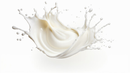 "白い背景に宙に舞うスプラッシュな牛乳のクローズアップ."