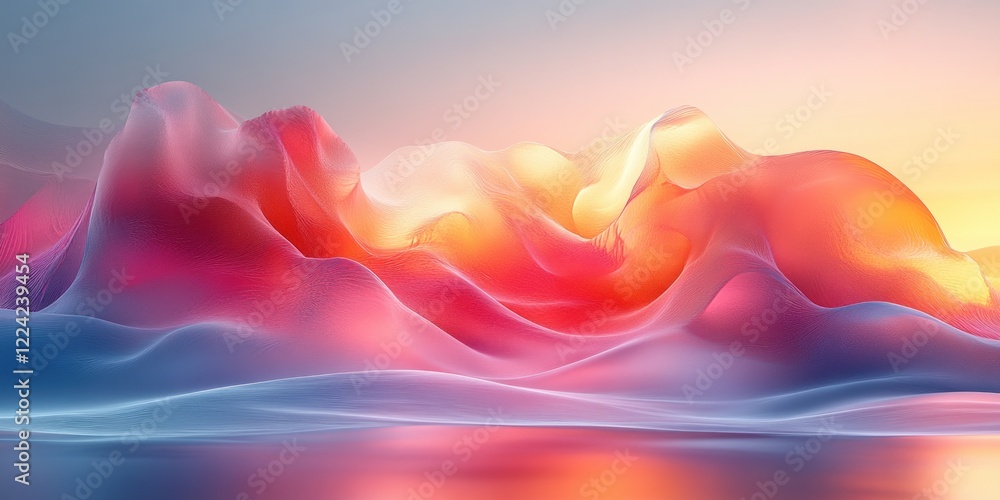 Poster minimalistic abstract design with smooth curves and pastel colors