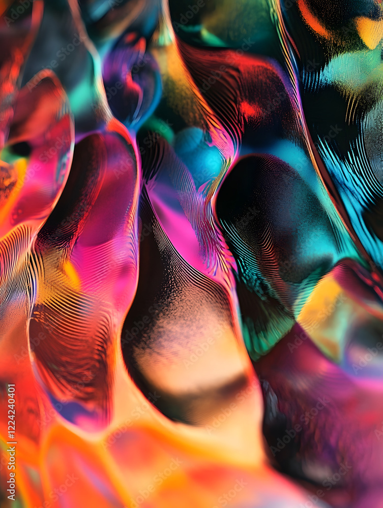 Fototapete Abstract Colorful Waves with Vibrant Hues and Dynamic Patterns : Generative AI