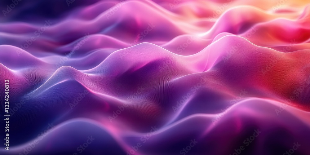 Poster minimalist abstract curved purple forms with soft backlighting in modern digital style