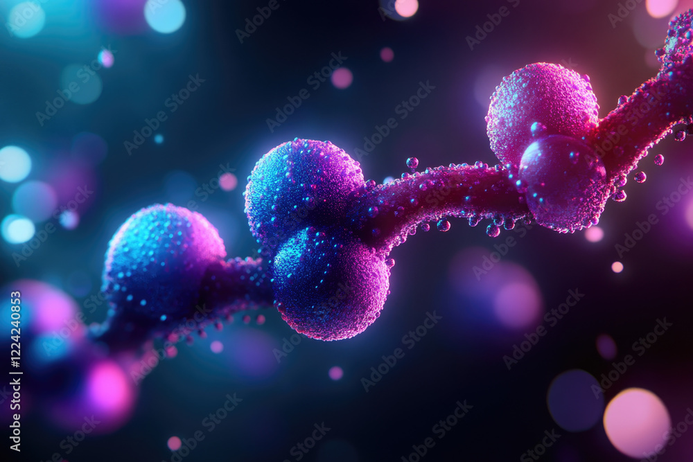 Poster molecular interaction study laboratory setting science image colorful environment close-up view biol