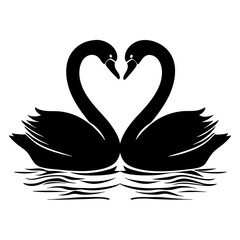 Silhouette of Swans Forming a Heart Shape with Their Necks for Valentine's Day
