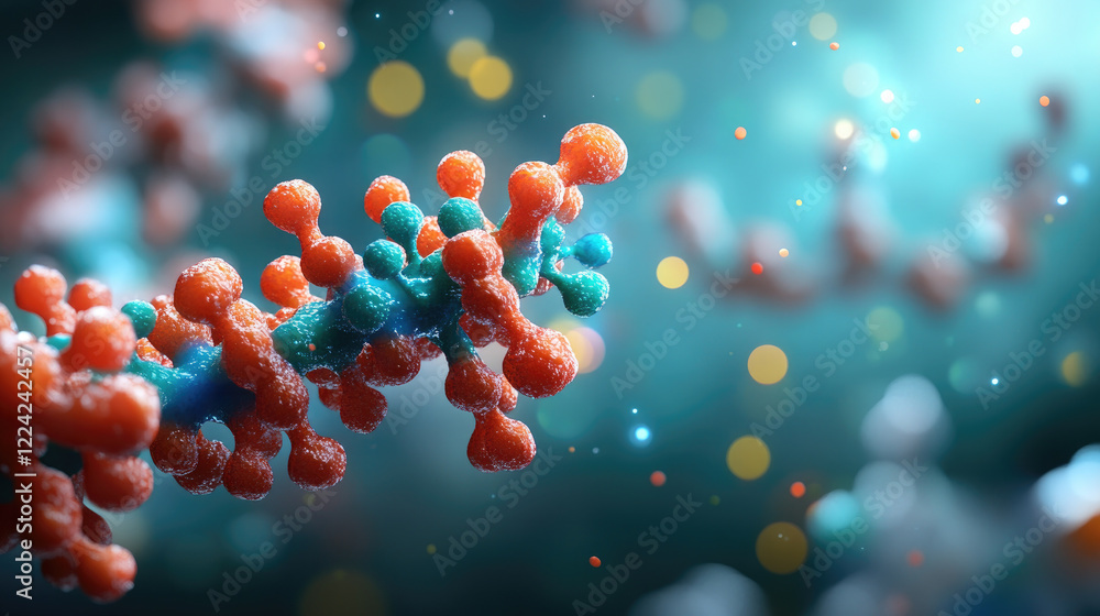 Poster molecular structures interacting laboratory scientific visualization abstract environment close-up v