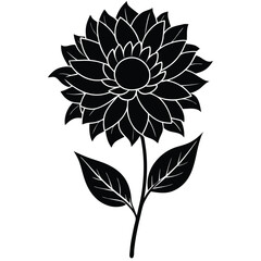 Elegant black and white stylized flower silhouette