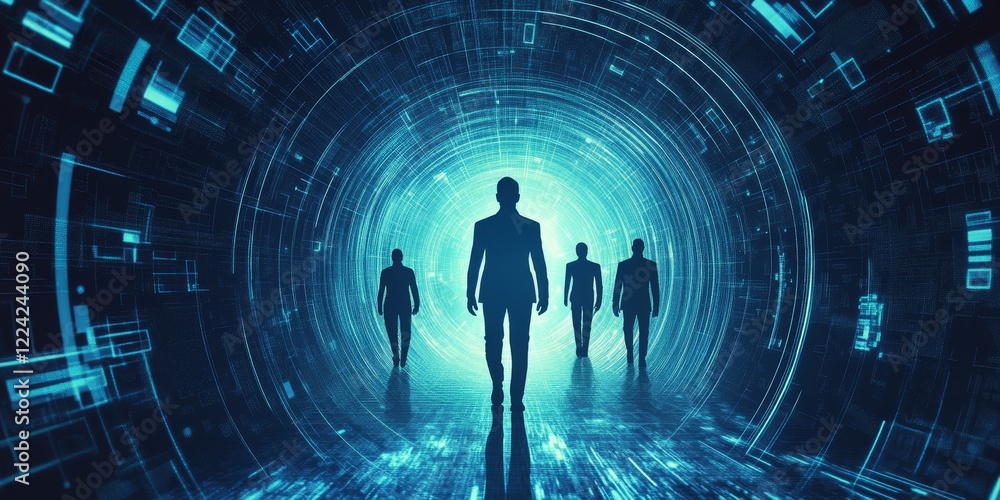 Poster exploring the digital frontier: a journey through abstract technology and innovation