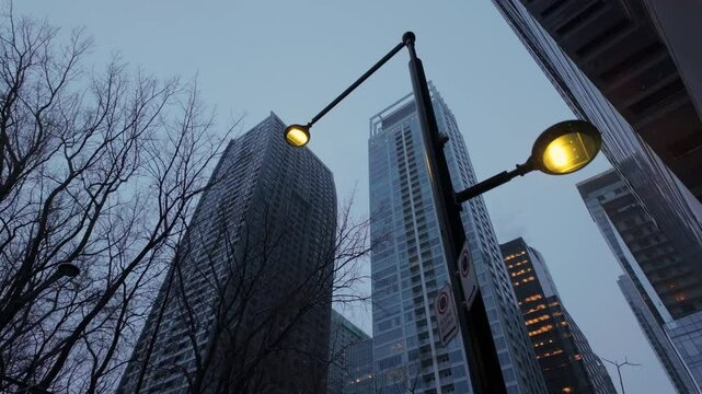 Downtown Montreal Skyscrapers, Upward View of Office Buildings