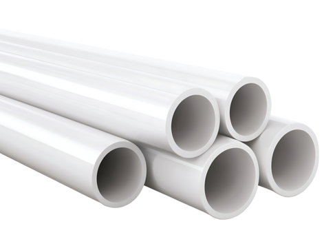 White PVC pipes, industrial material.