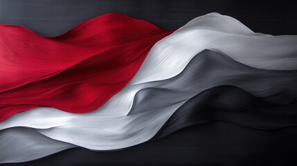 Naklejka premium Abstract Swirling Red, White, and Black Fabric