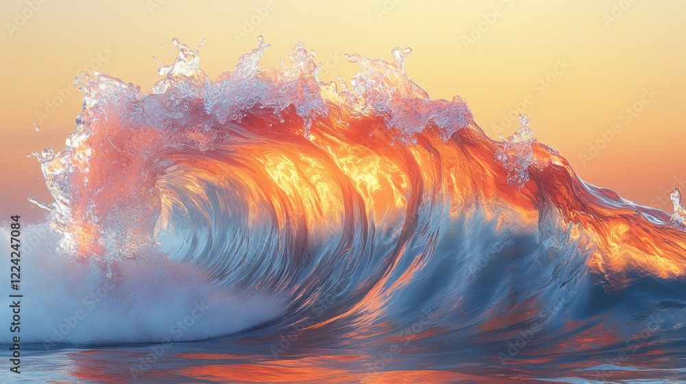 Aufkleber iridescent abstract background design wavy flowing liquid element 3d render