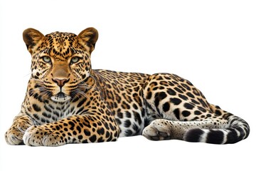 Naklejka premium Close Up Of A Leopard On White Background.