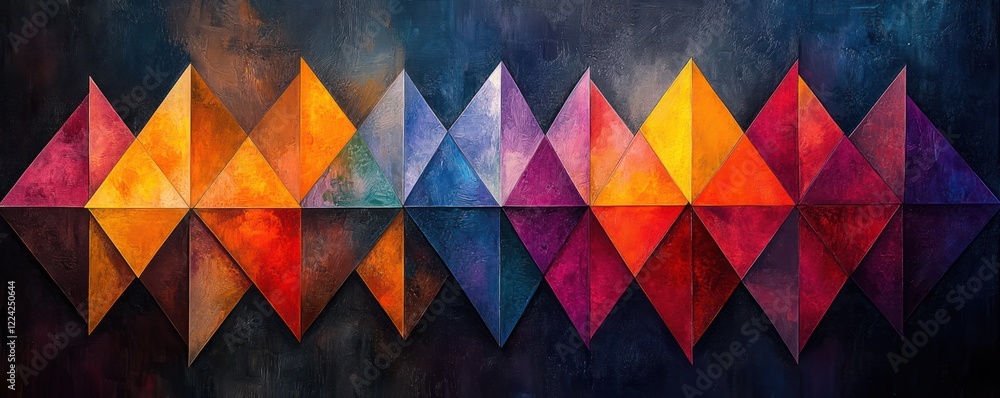Aufkleber Iridescent Geometric Pattern with Rainbow Foil Abstract Texture and Holographic Background