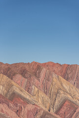 imposing panoramic view of the multicolored Hornocal mountains, Quebrada de Humahuaca, Argentina