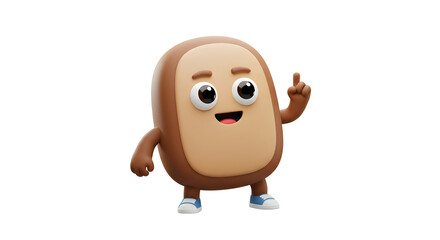Fototapeta premium Cute Bread Character 3D Render Illustration isolated on white background. Generative AI