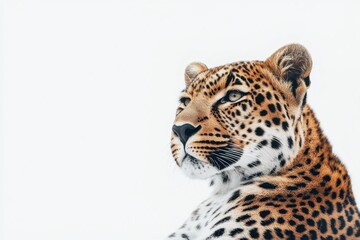 Naklejka premium Close Up Of A Leopard On White Background.